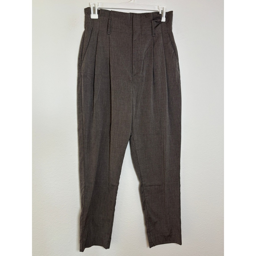 H&M High Waisted Pleated Tapered Trousers Charcoal Gray Size 4